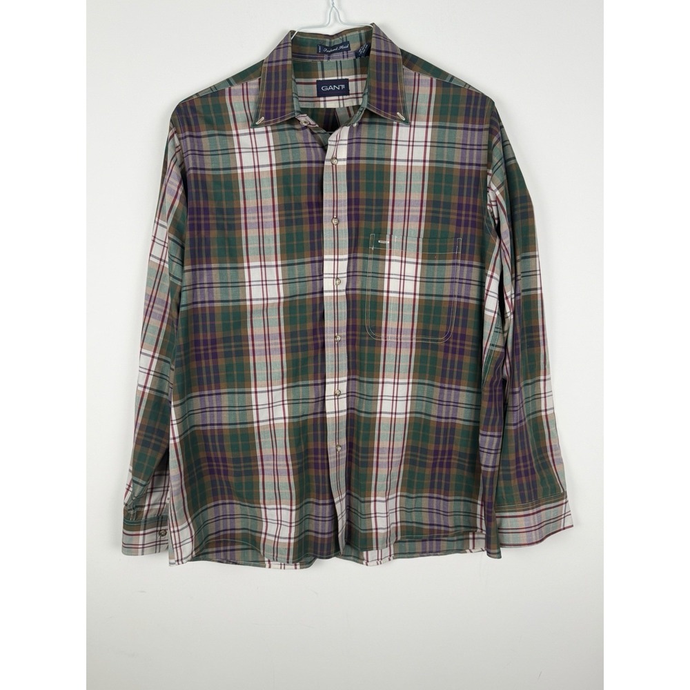 Gant Shirt Men's Foxhunt Plaid‎ Button Down Long Sleeve With Pocket Large